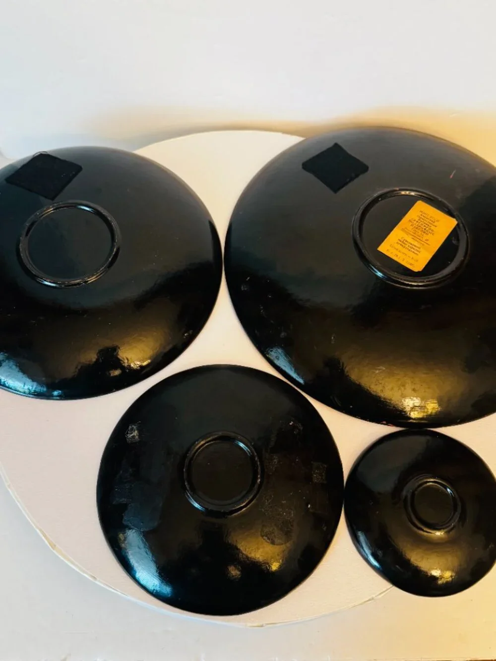 4 Vtg Ukraine Wooden Lacquer Floral Wall Plates 10-8-6-4